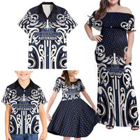 Custom Aotearoa Ngati Tuwharetoa Family Matching Off Shoulder Maxi Dress and Hawaiian Shirt Maori Tribal Pattern Mix Poutama LT05 - Polynesian Pride