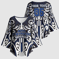 Custom Aotearoa Ngati Tuwharetoa Kimono Sleeve Blouse Maori Tribal Pattern Mix Poutama