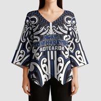 Custom Aotearoa Ngati Tuwharetoa Kimono Sleeve Blouse Maori Tribal Pattern Mix Poutama