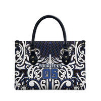 Custom Aotearoa Ngati Tuwharetoa Leather Bag Maori Tribal Pattern Mix Poutama