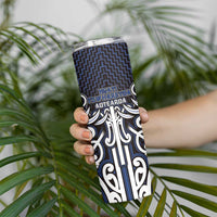 Custom Aotearoa Ngati Tuwharetoa Skinny Tumbler Maori Tribal Pattern Mix Poutama
