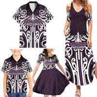 Custom Aotearoa Rangitane Family Matching Summer Maxi Dress and Hawaiian Shirt Maori Tribal Pattern Mix Poutama