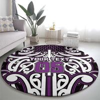 Custom Aotearoa Rangitane Round Carpet Maori Tribal Pattern Mix Poutama