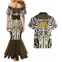 Custom Aotearoa Taranaki Couples Matching Mermaid Dress and Hawaiian Shirt Maori Tribal Pattern Mix Poutama