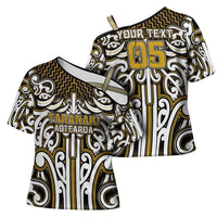 Custom Aotearoa Taranaki Cross Shoulder Shirt Maori Tribal Pattern Mix Poutama