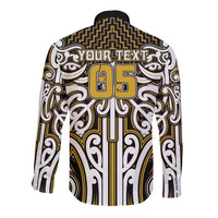 Custom Aotearoa Taranaki Long Sleeve Button Shirt Maori Tribal Pattern Mix Poutama