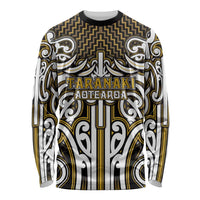 Custom Aotearoa Taranaki Long Sleeve Shirt Maori Tribal Pattern Mix Poutama