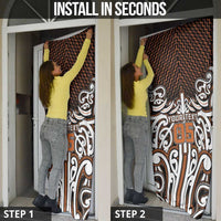 Custom Aotearoa Waikato Door Cover Maori Tribal Pattern Mix Poutama