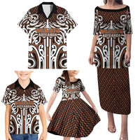 Custom Aotearoa Waikato Family Matching Puletasi and Hawaiian Shirt Maori Tribal Pattern Mix Poutama