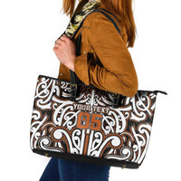 Custom Aotearoa Waikato Leather Tote Bag Maori Tribal Pattern Mix Poutama