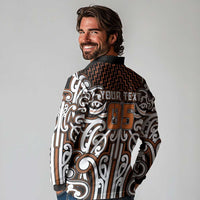 Custom Aotearoa Waikato Long Sleeve Polo Shirt Maori Tribal Pattern Mix Poutama