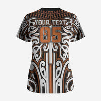 Custom Aotearoa Waikato Scrub Top Maori Tribal Pattern Mix Poutama