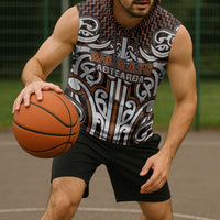 Custom Aotearoa Waikato Sleeveless Hoodie Maori Tribal Pattern Mix Poutama