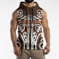 Custom Aotearoa Waikato Sleeveless Zip Hoodie Maori Tribal Pattern Mix Poutama