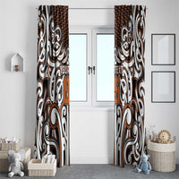 Custom Aotearoa Waikato Window Curtain Maori Tribal Pattern Mix Poutama