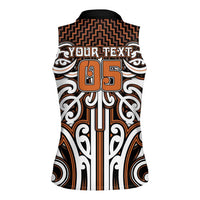 Custom Aotearoa Waikato Women Sleeveless Polo Shirt Maori Tribal Pattern Mix Poutama