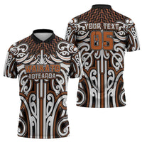 Custom Aotearoa Waikato Zipper Polo Shirt Maori Tribal Pattern Mix Poutama