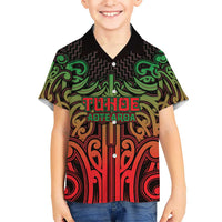 Custom Aotearoa Tuhoe Family Matching Short Sleeve Bodycon Dress and Hawaiian Shirt Maori Tribal Pattern Mix Poutama LT05 Son's Shirt Black - Polynesian Pride