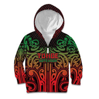 Custom Aotearoa Tuhoe Kid Hoodie Maori Tribal Pattern Mix Poutama