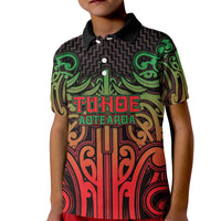 Custom Aotearoa Tuhoe Kid Polo Shirt Maori Tribal Pattern Mix Poutama