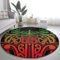 Custom Aotearoa Tuhoe Round Carpet Maori Tribal Pattern Mix Poutama