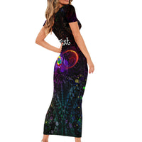 I See Your True Colors Personalised Family Matching Short Sleeve Bodycon Dress and Hawaiian Shirt Autism Awareness LT05 - Polynesian Pride