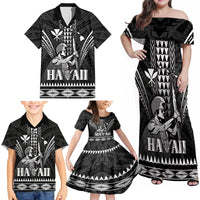 Personalised Hawaii Happy King Kamehameha Day Family Matching Off Shoulder Maxi Dress and Hawaiian Shirt Kakau Pattern LT05 - Polynesian Pride