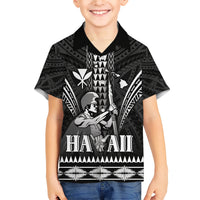 Personalised Hawaii Happy King Kamehameha Day Family Matching Short Sleeve Bodycon Dress and Hawaiian Shirt Kakau Pattern LT05 Son's Shirt Black - Polynesian Pride