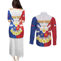 Personalised Philippines Independence Day Couples Matching Puletasi and Long Sleeve Button Shirt Maligayang Araw ng Kalayaan Filipino Carabao LT05 - Polynesian Pride