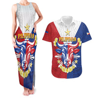 Personalised Philippines Independence Day Couples Matching Tank Maxi Dress and Hawaiian Shirt Maligayang Araw ng Kalayaan Filipino Carabao LT05 Red - Polynesian Pride