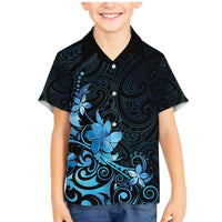 Matariki New Zealand Family Matching Mermaid Dress and Hawaiian Shirt Maori Pattern Blue Galaxy LT05 Son's Shirt Blue - Polynesian Pride
