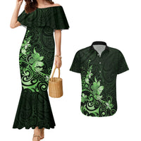 Matariki New Zealand Couples Matching Mermaid Dress and Hawaiian Shirt Maori Pattern Green Galaxy LT05 Green - Polynesian Pride