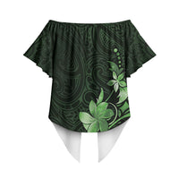 Matariki New Zealand Off Shoulder Wrap Waist Top Maori Pattern Green Galaxy LT05 - Polynesian Pride