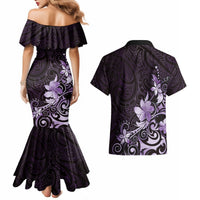 Matariki New Zealand Couples Matching Mermaid Dress and Hawaiian Shirt Maori Pattern Purple Galaxy LT05 - Polynesian Pride