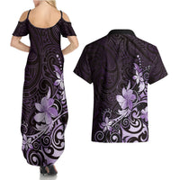 Matariki New Zealand Couples Matching Summer Maxi Dress and Hawaiian Shirt Maori Pattern Purple Galaxy LT05 - Polynesian Pride