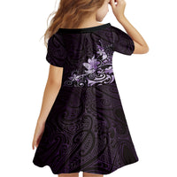 Matariki New Zealand Family Matching Off Shoulder Short Dress and Hawaiian Shirt Maori Pattern Purple Galaxy LT05 - Polynesian Pride