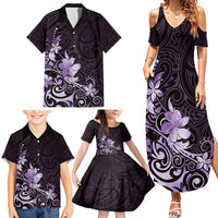 Matariki New Zealand Family Matching Summer Maxi Dress and Hawaiian Shirt Maori Pattern Purple Galaxy LT05 - Polynesian Pride