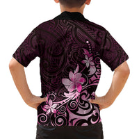 Matariki New Zealand Family Matching Off The Shoulder Long Sleeve Dress and Hawaiian Shirt Maori Pattern Pink Galaxy LT05 - Polynesian Pride