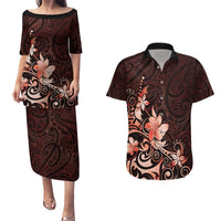 Matariki New Zealand Couples Matching Puletasi and Hawaiian Shirt Maori Pattern Red Galaxy LT05 Red - Polynesian Pride