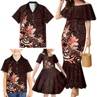 Matariki New Zealand Family Matching Mermaid Dress and Hawaiian Shirt Maori Pattern Red Galaxy LT05 - Polynesian Pride