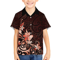 Matariki New Zealand Family Matching Off Shoulder Short Dress and Hawaiian Shirt Maori Pattern Red Galaxy LT05 Son's Shirt Red - Polynesian Pride