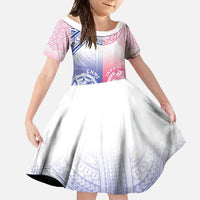 Custom Northern Mariana Islands And Japan Together Family Matching Off Shoulder Maxi Dress and Hawaiian Shirt LT05 Daughter's Dress White - Polynesian Pride