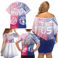 Custom Northern Mariana Islands And Japan Together Family Matching Off Shoulder Short Dress and Hawaiian Shirt LT05 - Polynesian Pride
