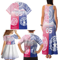 Custom Northern Mariana Islands And Japan Together Family Matching Tank Maxi Dress and Hawaiian Shirt LT05 - Polynesian Pride