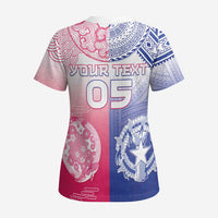 Custom Northern Mariana Islands And Japan Together Scrub Top - Polynesian Pride