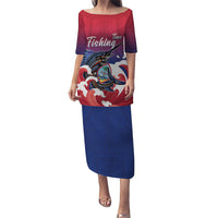 Guam Blue Marlin Fishing Family Matching Puletasi and Hawaiian Shirt Polynesian Style