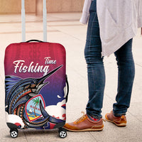 Guam Blue Marlin Fishing Luggage Cover Polynesian Style