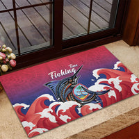 Guam Blue Marlin Fishing Rubber Doormat Polynesian Style