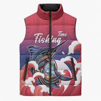 Guam Blue Marlin Fishing Sleeveless Puffer Jacket Polynesian Style