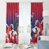 Guam Blue Marlin Fishing Window Curtain Polynesian Style